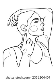 Continuous one line drawing of minimalist woman. Vector illustration.