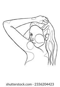 Continuous one line drawing of minimalist woman. Vector illustration.