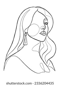 Continuous one line drawing of minimalist woman. Vector illustration.