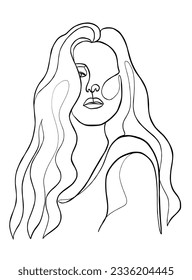 Continuous one line drawing of minimalist woman. Vector illustration.