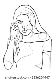 Dibujo continuo de una línea de mujer minimalista. Ilustración vectorial.