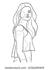 Continuous one line drawing of minimalist woman. Vector illustration.