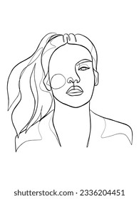 Dibujo continuo de una línea de mujer minimalista. Ilustración vectorial.