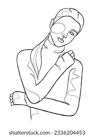 Dibujo continuo de una línea de mujer minimalista. Ilustración vectorial.
