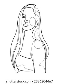Dibujo continuo de una línea de mujer minimalista. Ilustración vectorial.