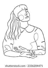 Continuous one line drawing of minimalist woman. Vector illustration.