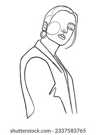 Continuous one line drawing of minimalist woman. Vector illustration.