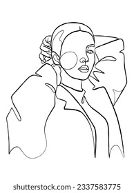 Continuous one line drawing of minimalist woman. Vector illustration.