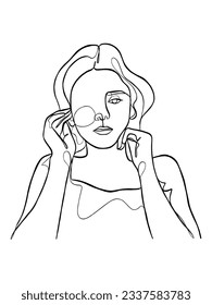 Kontinuierliche Zeichnung einer Linie von minimalistischer Frau. Vektorgrafik.