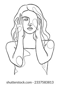 Dibujo continuo de una línea de mujer minimalista. Ilustración vectorial.