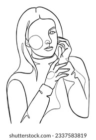 Dibujo continuo de una línea de mujer minimalista. Ilustración vectorial.
