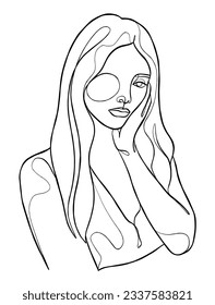 Continuous one line drawing of minimalist woman. Vector illustration.