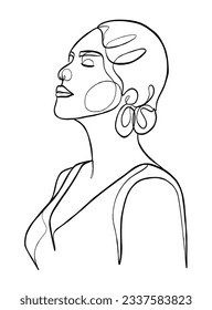 Continuous one line drawing of minimalist woman. Vector illustration.