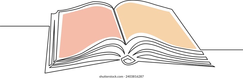 continuous one line drawing minimalist Of book vector illustration study supply theme for school and education