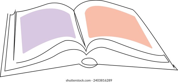 continuous one line drawing minimalist Of book vector illustration study supply theme for school and education