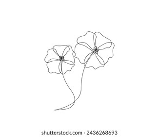 Dibujo continuo de una línea de la flor de amapola minimalista Ilustración vectorial de contorno único de la flor de amapolas. Trazo editable.