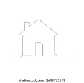 Continuous one line drawing of minimalist house. One line drawing illustration of dream house. Architectural house concept vector art. Doodle line illustration. Downloadable and editable