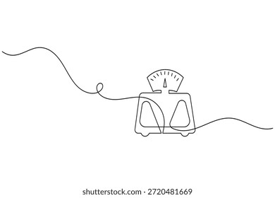 Kontinuierliche einzeilige Zeichnung von minimalistischen Badezimmer Gewichtsskala Symbol