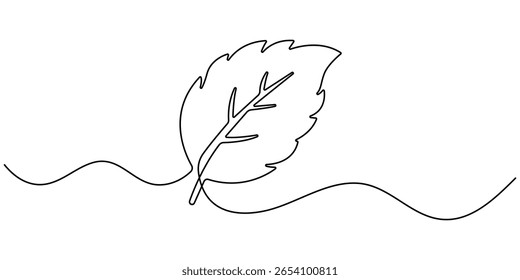 Desenho contínuo de uma linha de menta. Ilustração de vetor de estilo moderno em fundo isolado, Mint, spearmint vetor illustration.Background para design de rótulo. Um desenho artístico de linha contínua. 