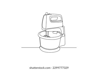 Continuous one line drawing mixer. Home appliances concept. Single line draw design vector graphic illustration.