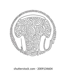 Continuous one line drawing Modern style headphones. Audio headset. Stylish modern headphones with earmuffs. Swirl curl circle background style. Single line draw design vector graphic illustration