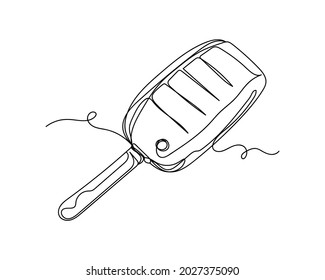 Dibujo continuo de una línea del icono moderno de la llave de giro del coche en la silueta sobre un fondo blanco. Linear estilizado.Minimalista.