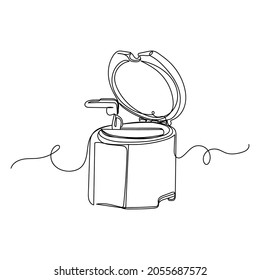 Continuous One Line Drawing Of A Modern Deep Fryer In Silhouette On A White Background. Linear Stylized.