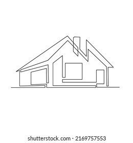 Continuous One Line Drawing Modern House Stock Vector (Royalty Free ...