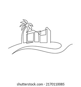 Dibujo continuo de una línea Vector del logotipo de la casa moderna aislado fondo blanco