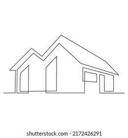 Continuous One Line Drawing Modern House Stock Vector (Royalty Free ...