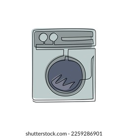 Continuous one line drawing modern laundry machine logo. Electric clothing wash and cleaning service. Editable design for shop, store, business company. Single line draw design vector illustration