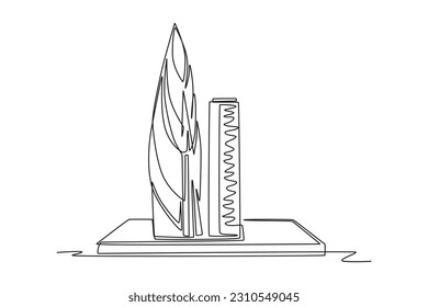 Continuous one line drawing modern building displays for living room. Interior concept. Single line draw design vector graphic illustration.