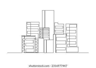 Continuous one line drawing modern building displays for living room. Interior concept. Single line draw design vector graphic illustration.