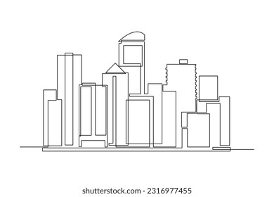 Continuous one line drawing modern building displays for living room. Interior concept. Single line draw design vector graphic illustration.