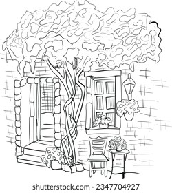 Continuous one line drawing modern building displays for living room. Interior concept. Single line draw design vector graphic illustration.