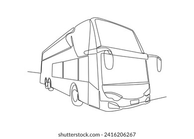 Continuous one line drawing Modern Bus. Land transportation concept. Doodle vector illustration.