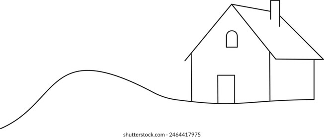 Continuous one line drawing Modern house.