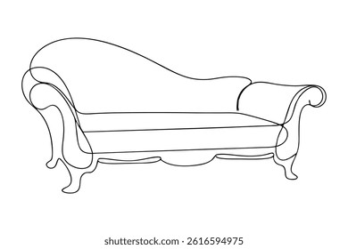 Continuous One Line Drawing Of Modern Furniture Sofa For Home Interior In Contour Editable Stroke Trendy Style Outline