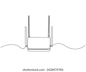 Continuous one line drawing of modern WIFI. One line drawing illustration of WIFI device technology. World telecommunication day concept single line. Editable outline