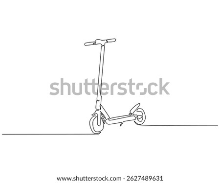 Continuous one line drawing of modern scooter. One line drawing illustration of electric scooter technology. National technology day concept single line. Editable outline
