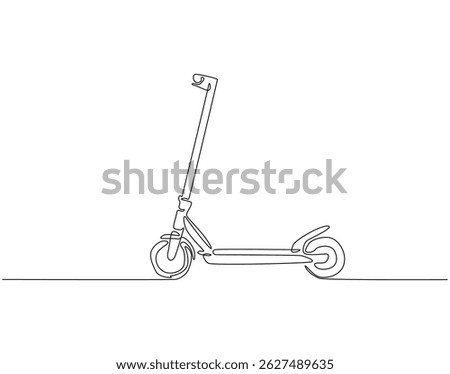 Continuous one line drawing of modern scooter. One line drawing illustration of electric scooter technology. National technology day concept single line. Editable outline
