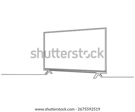 Continuous one line drawing of modern television. One line drawing illustration of TV technology. Modern technology concept single line. Editable outline
