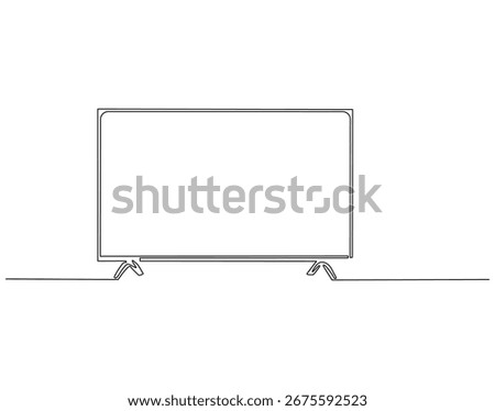 Continuous one line drawing of modern television. One line drawing illustration of TV technology. Modern technology concept single line. Editable outline