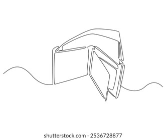 Continuous one line drawing of money wallet. One line drawing illustration of wallet. Business, banking, finance, e - commerce concept single line. Editable outline