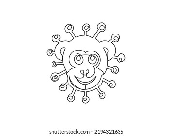 Continuous one line drawing. Monkey Pox Vector illustration