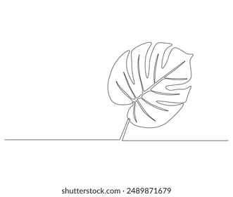 Kontinuierliche eine Linie Zeichnung von Monstera Blatt. Eine Strichzeichnung Illustration von Monstera. Tropical Leaves Concept Line Art. Editable Outline.