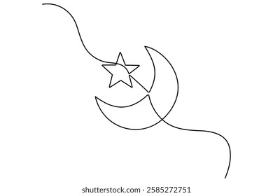 Continuous one line drawing of mosque, ramadan islamic vector illustration
