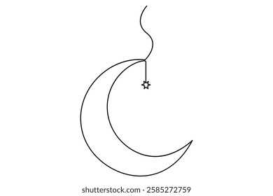 Continuous one line drawing of mosque, ramadan islamic vector illustration

