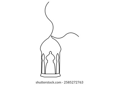 Continuous one line drawing of mosque, ramadan islamic vector illustration
