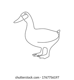Continuous one line drawing of a mother duck.vector illustration